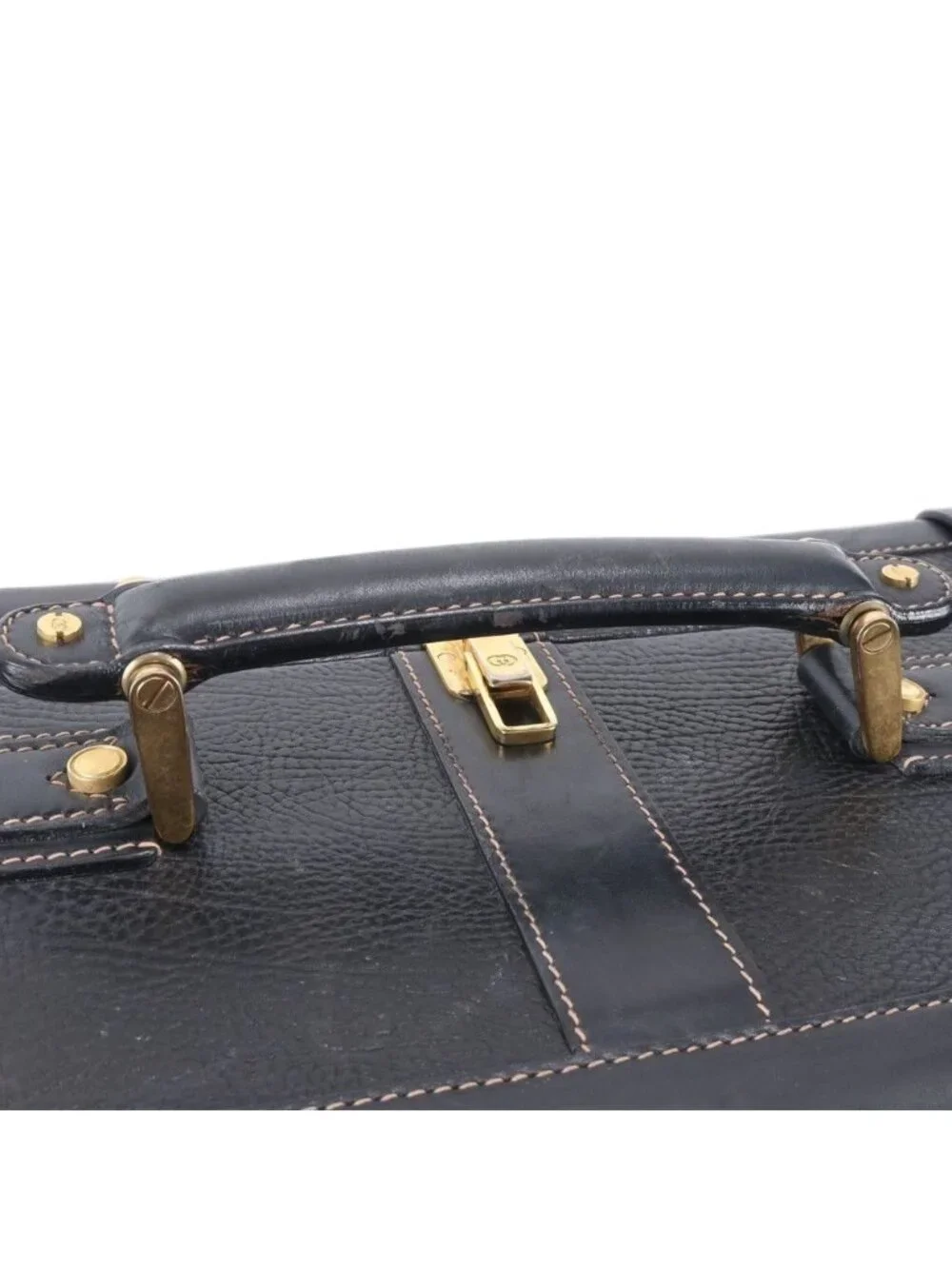Gucci Vintage Leather Trunk Hardcase Bag Suitcase Black